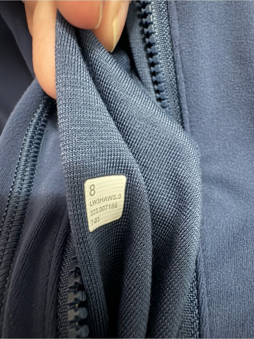 Lululemon hooded define jacket pitch blue *has small flaw - see description* - Picture 4 of 6